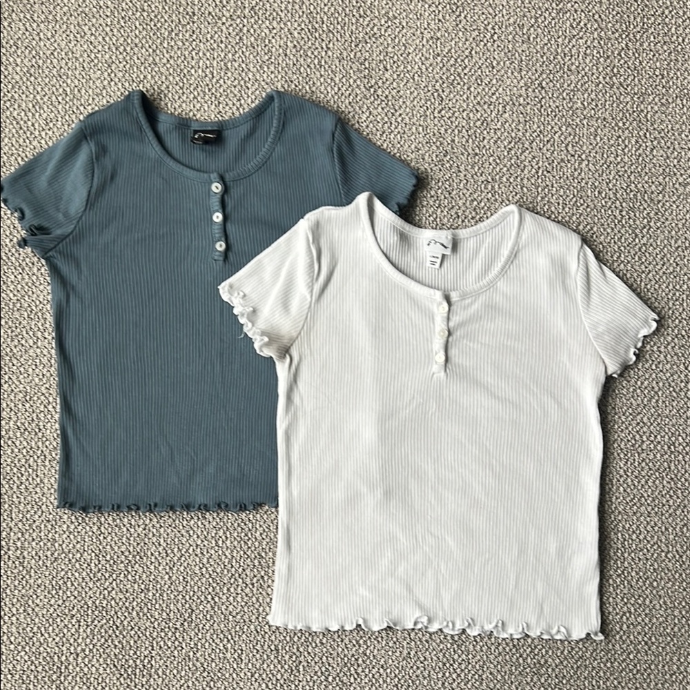 (Set of 2) Art Class Girls Ruffle Trim Top